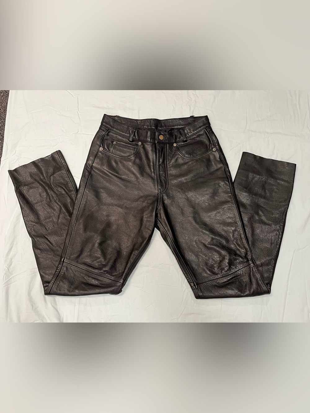 90s Wilson’s Men's Black Leather pants - Classic Five-Pocket Sz 32 biker